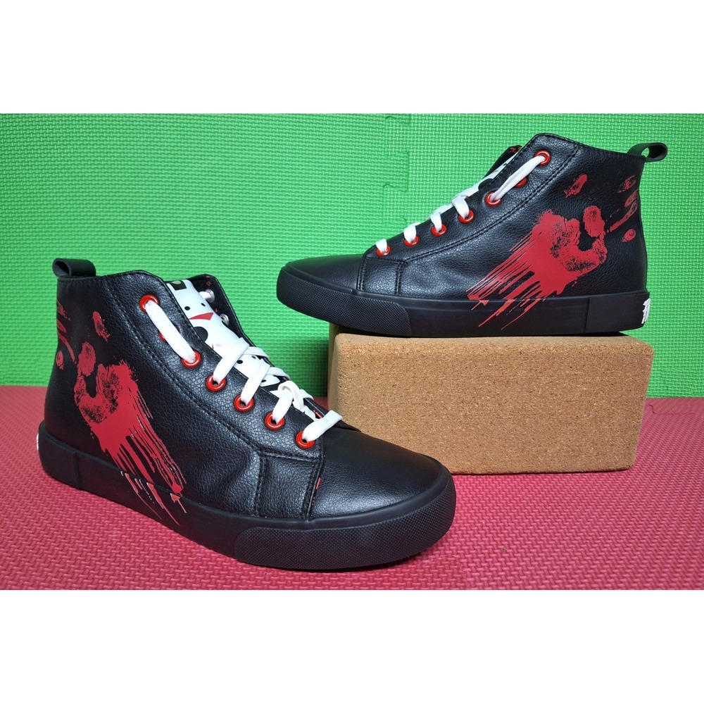 Jason Voorhees Friday The 13th High Top Shoes Ground Up Bloody Print Sz 9.5 Men